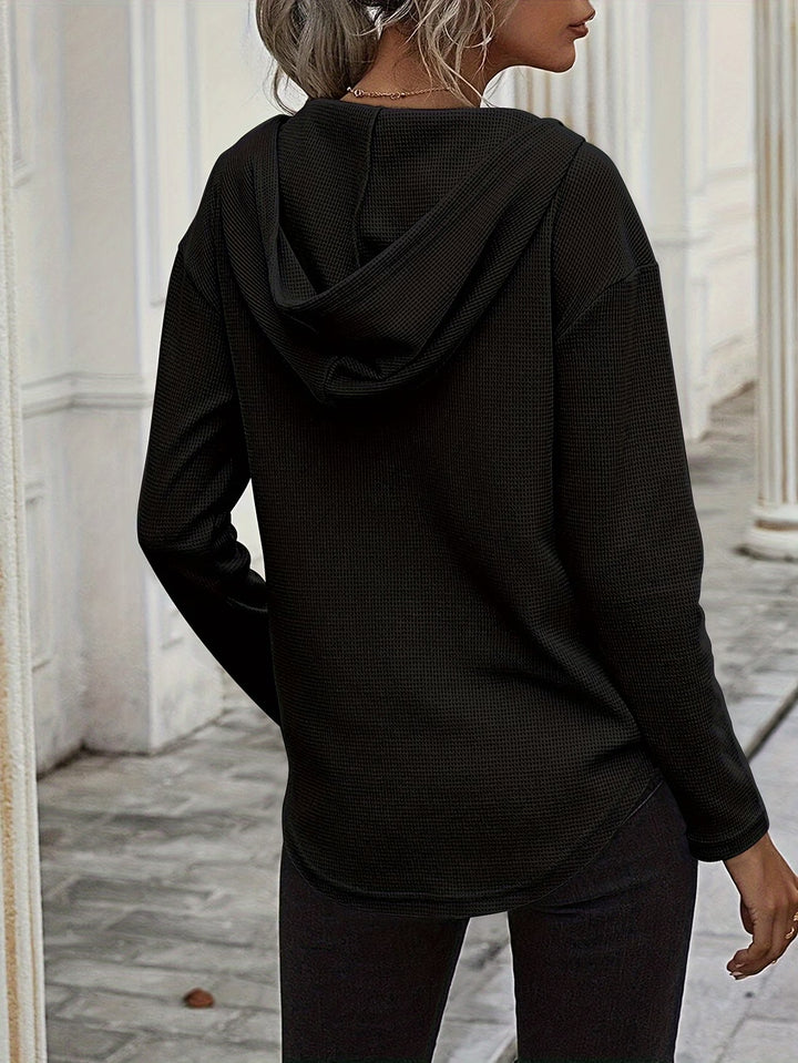 Seonie - Long Sleeve V Neck Hoodie