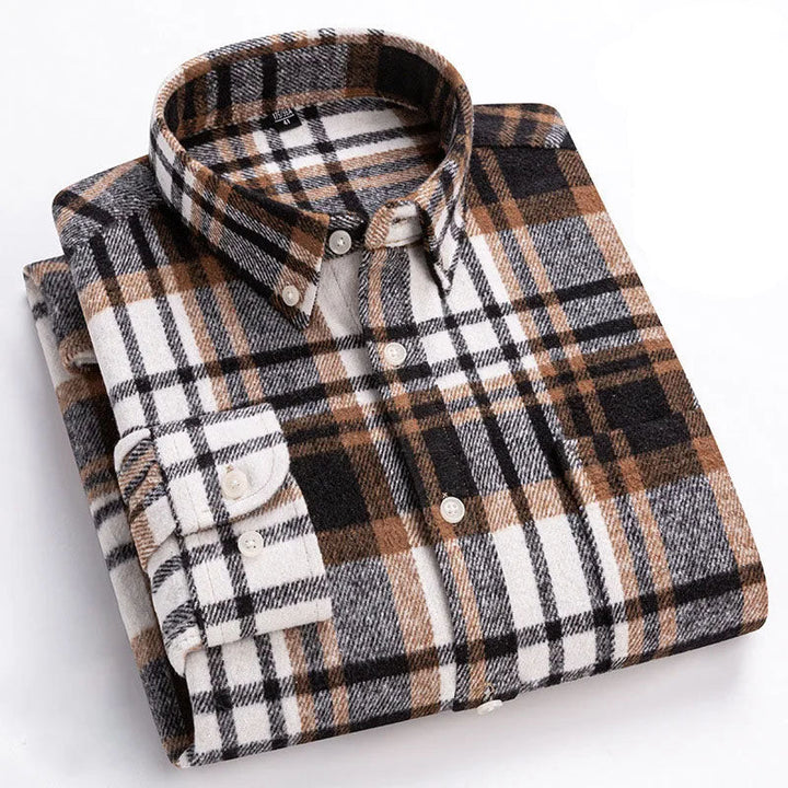 Joman - Plaid Button-Up Long Sleeve Shirt