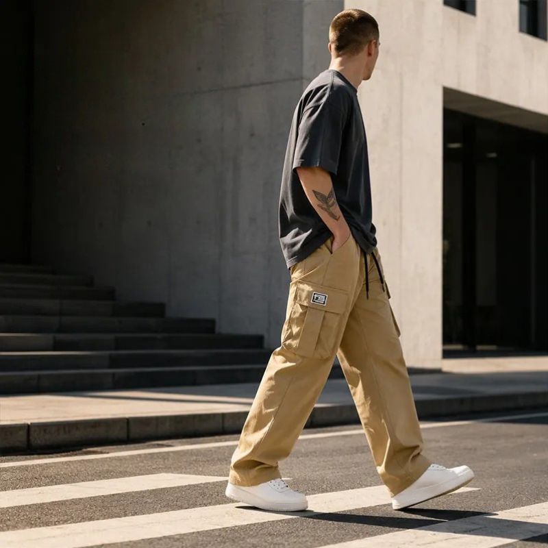 Nesham - Cargo Trousers With Drawstring Waist and Pockets