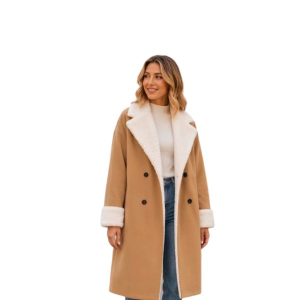 Lenkyna - Long Coat With Fleece Collar and Cuffs