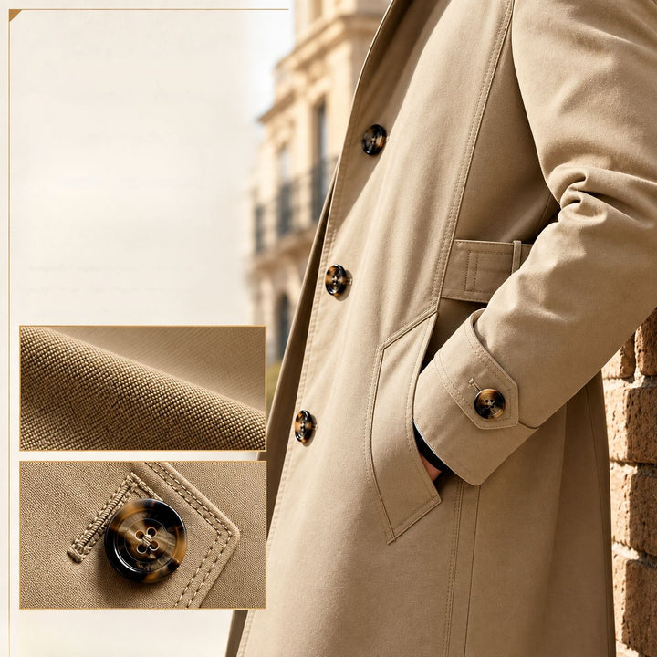 Alpaslan - Coat With Notched Collar and Button Closure