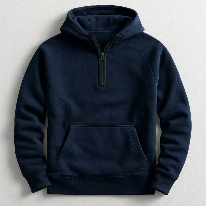 Kennet - Quarter Zip Hooded Long Sleeve Sweatshirt