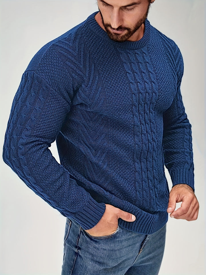 Eiduks - Classic Cable Knit Crew Neck Sweater