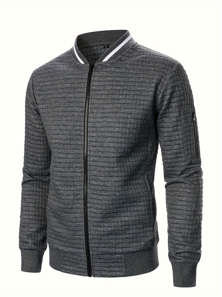 Benjie - Zipper Stand-Up Collar Cardigan Jacket