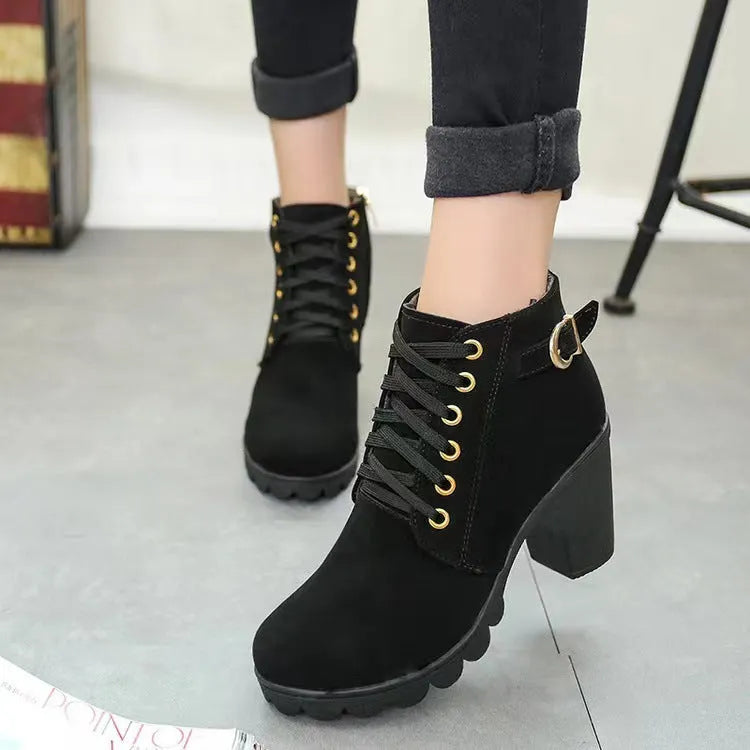 Wiltrud - Lace-Up Ankle Boots with Block Heels