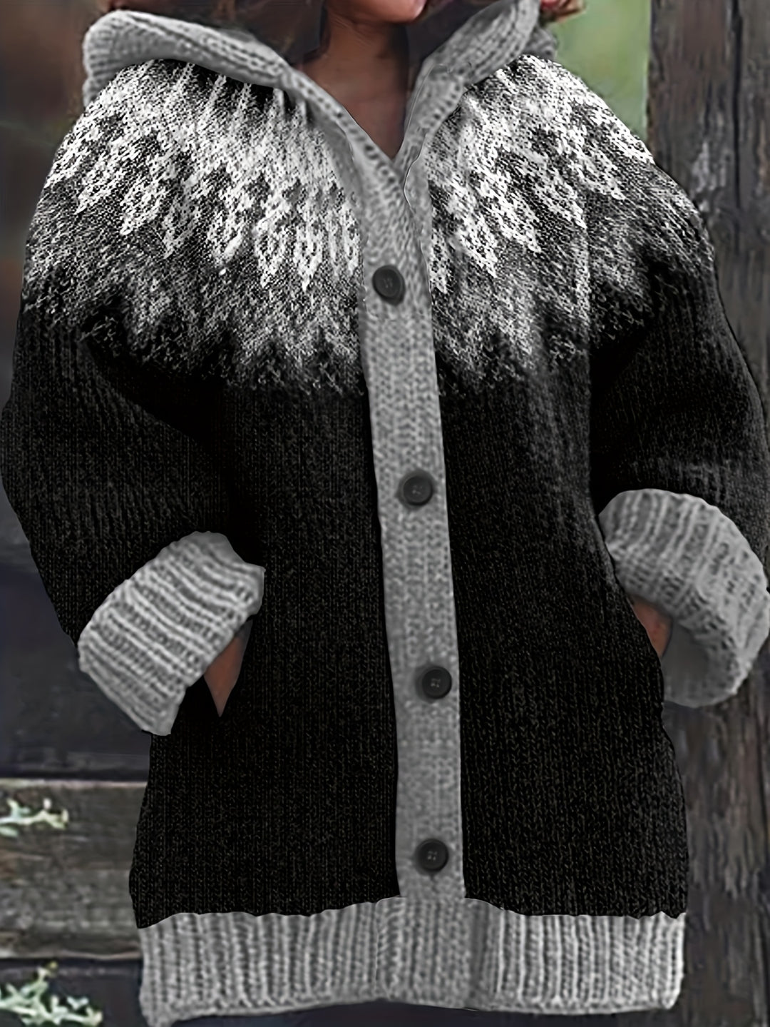 Gulnur - Elegant Long Sleeve Winter Hooded Sweater
