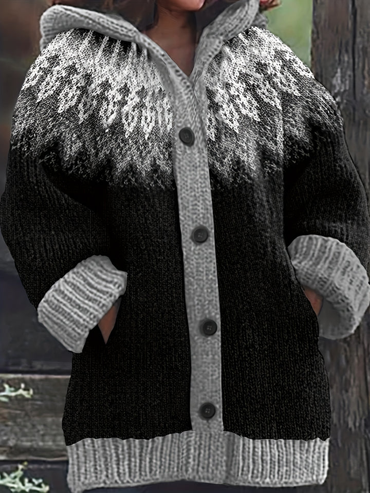 Gulnur - Elegant Long Sleeve Winter Hooded Sweater