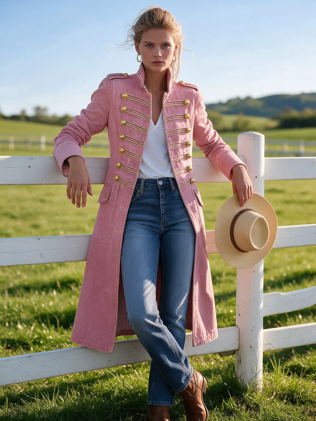 Latia - Long Sleeve Coat With Stand Collar