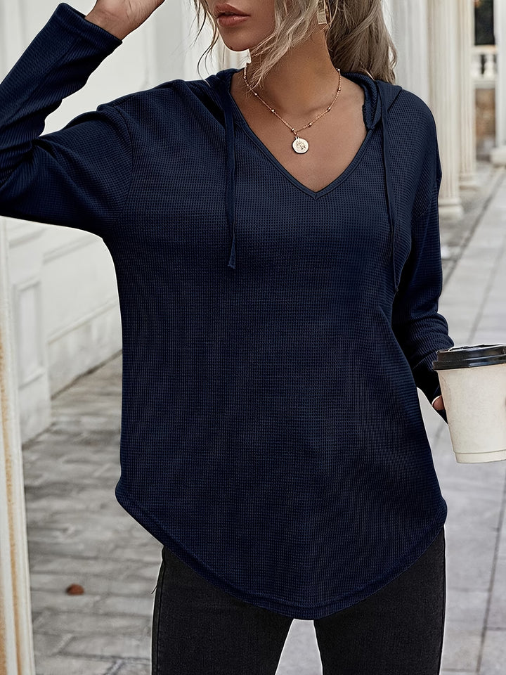 Seonie - Long Sleeve V Neck Hoodie