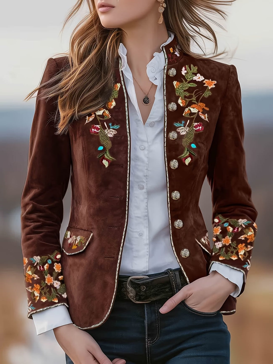 Anisaa - Elegant Jacket With Stand Collar