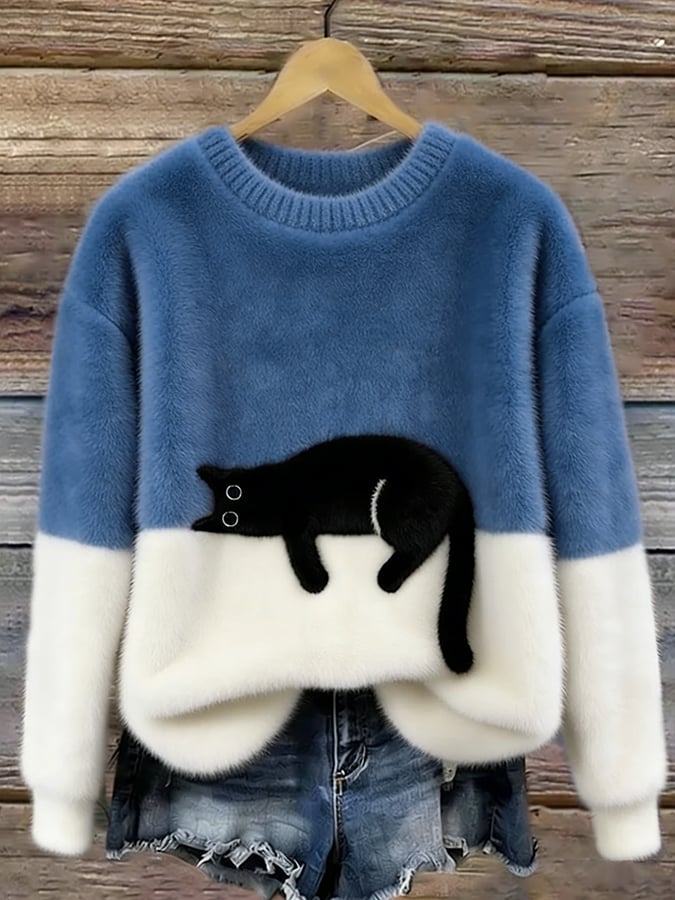 Aiste - Casual Cat Graphic Sweater