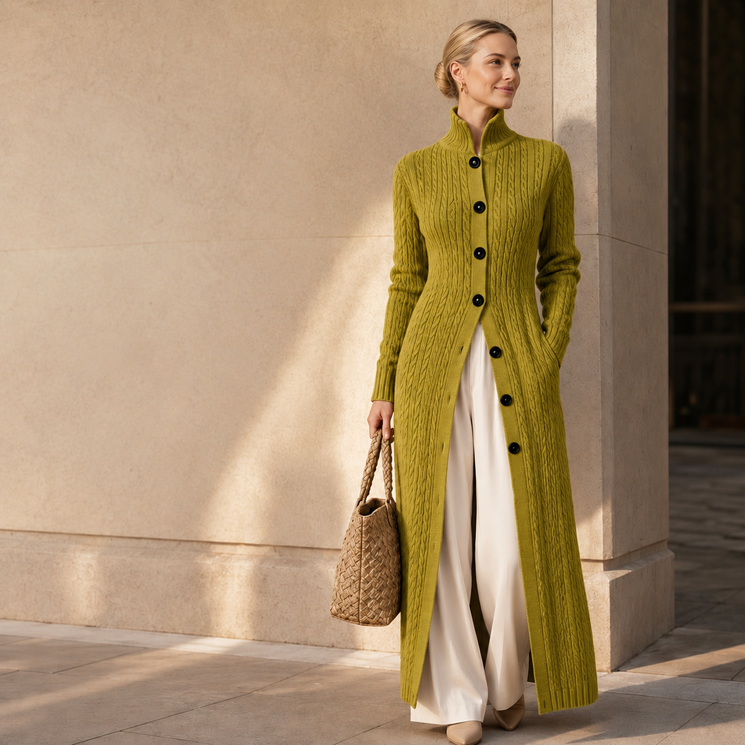 Noreena - Cardigan with Cable Knit and Button Closure