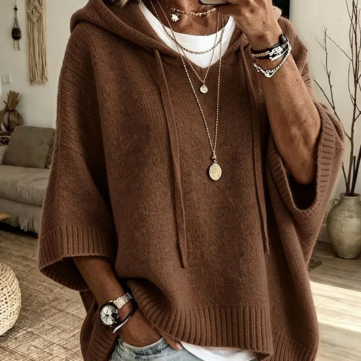 Kinala - Oversized Knit Hoodie With Drawstring