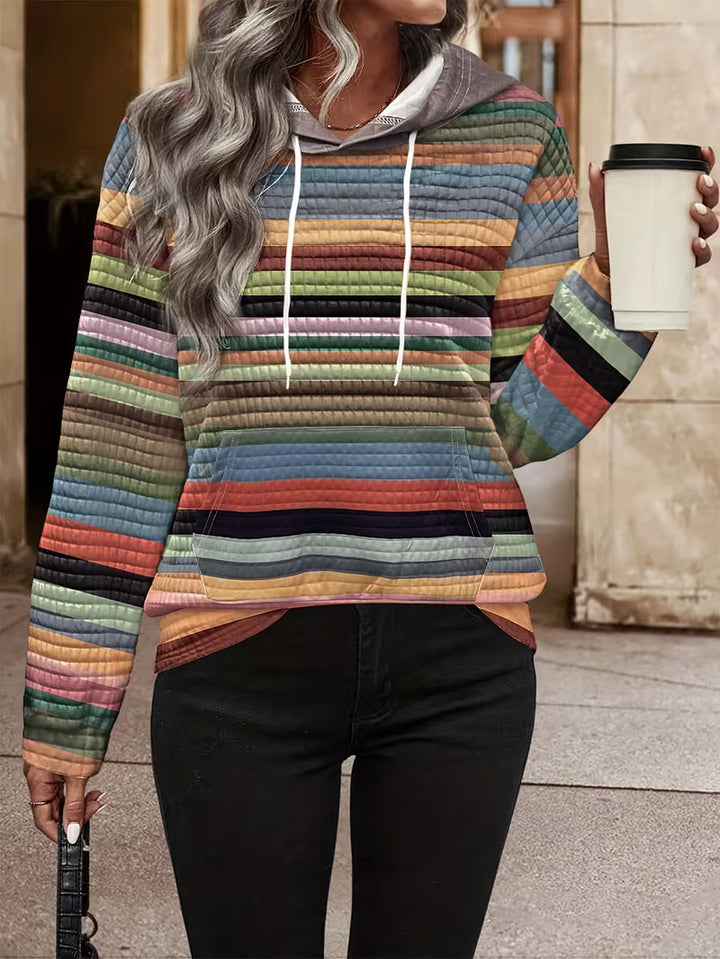 Bilisha - Striped Print Hooded Sweatshirt