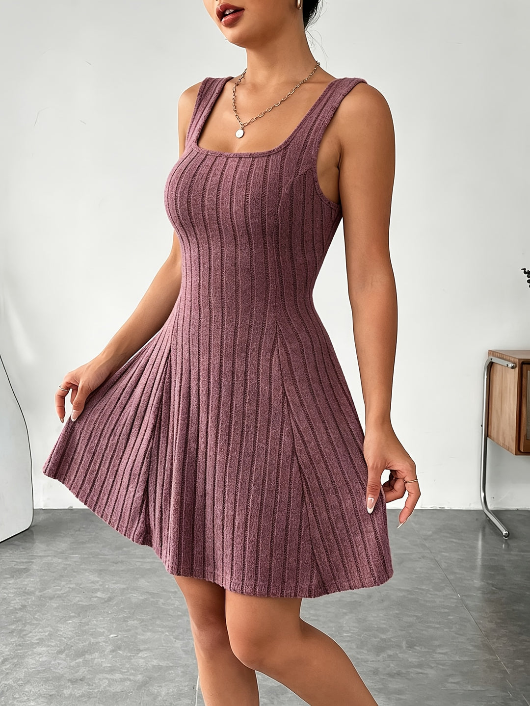 Joaquina - Ribbed Mini Dress With Cropped Hooded Top