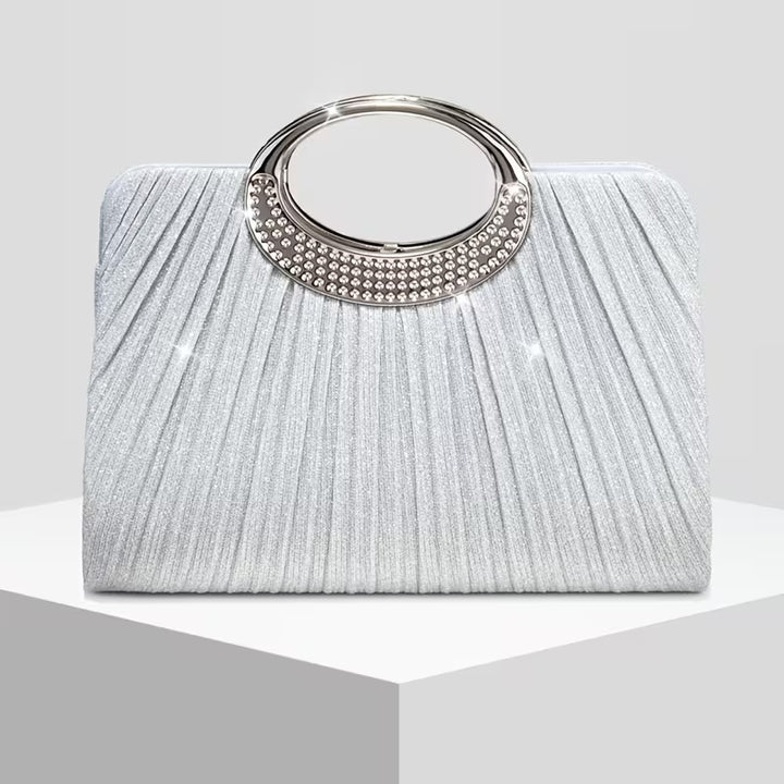 Lizzana - Shiny Round Ring Pleated Handbag