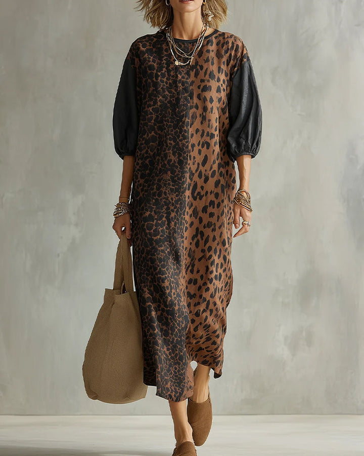 Jimina - Leopard Print Dress With Puff Sleeves