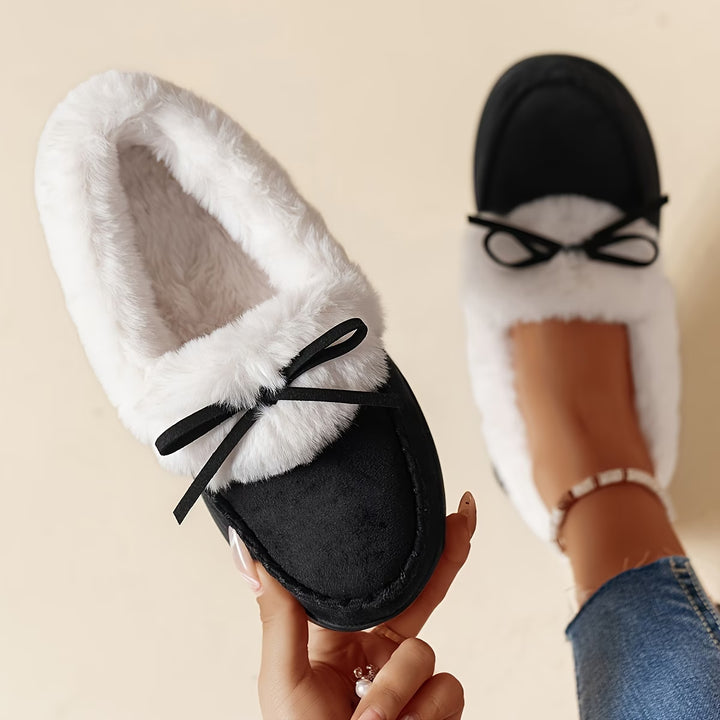 Suzia - Cozy Plush Slipper With Bow