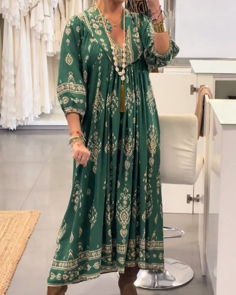 Zonia - Casual Printed Dress With Pockets