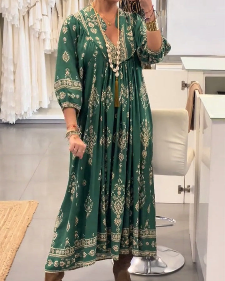Zonia - Casual Printed Dress With Pockets