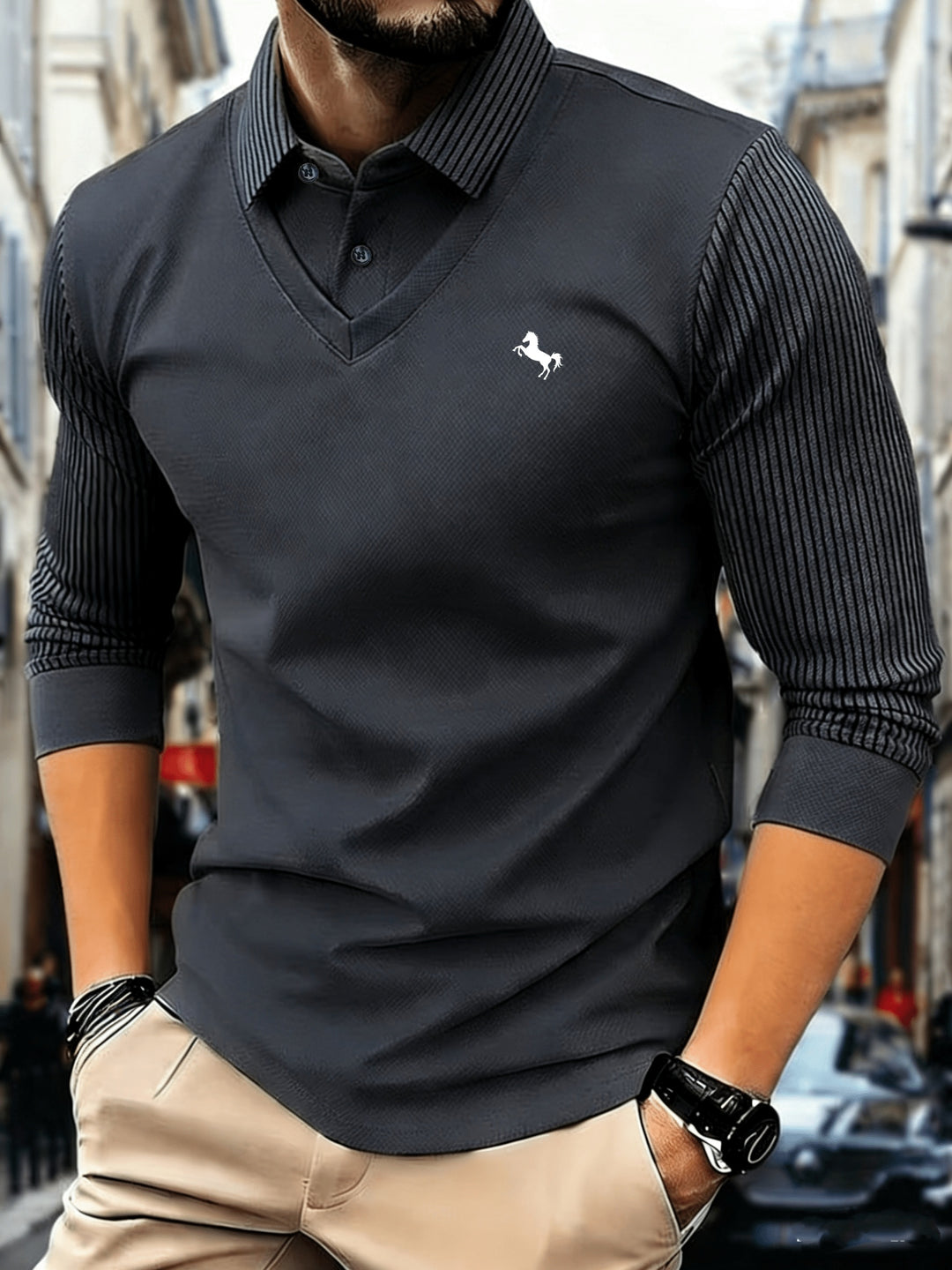 Dechen - Classic Knitted Sweater Lapel Long Sleeve