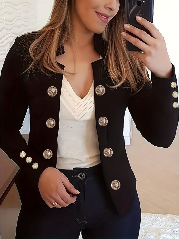 Raakel - Front Double Breasted Cuff Long Sleeve Blazer