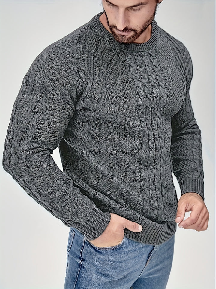 Eiduks - Classic Cable Knit Crew Neck Sweater