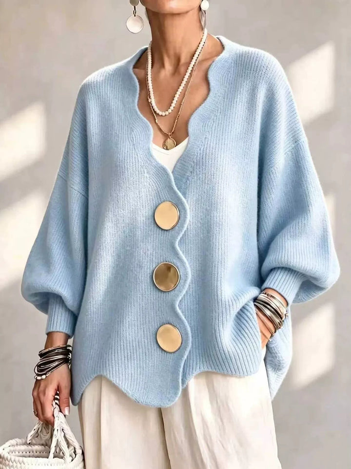 Gilian - Button-Up Cardigan With Scalloped Edge