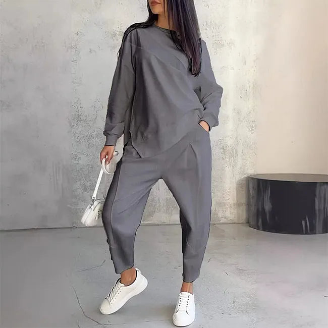 Tashia - Casual Long Sleeve Sweatshirt and Jogger Set
