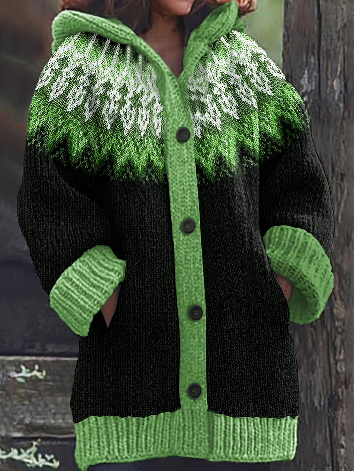Gulnur - Elegant Long Sleeve Winter Hooded Sweater