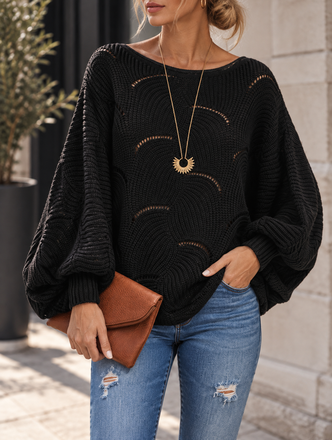 Zeyna - Long Sleeve Knit Sweater