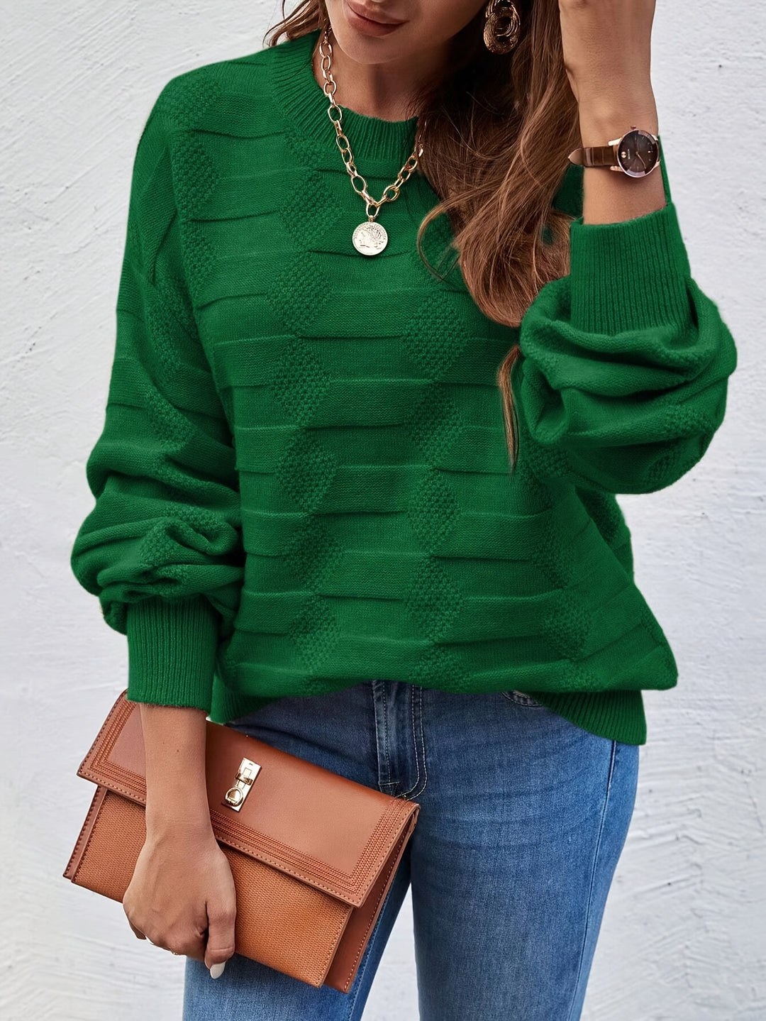 Annastina - Casual Long Sleeve Sweater With Round Neck