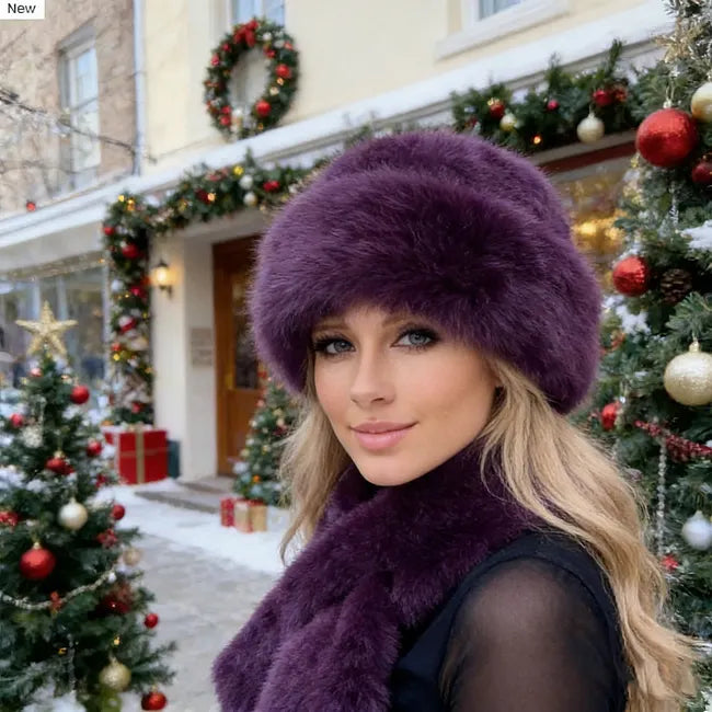 Eugenie - Fluffy Winter Hat and Matching Scarf Set
