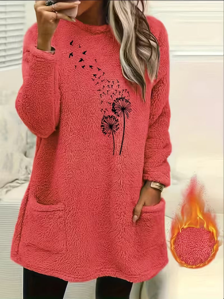 Zibija - Fleece Sweatshirt With Dandelion Print