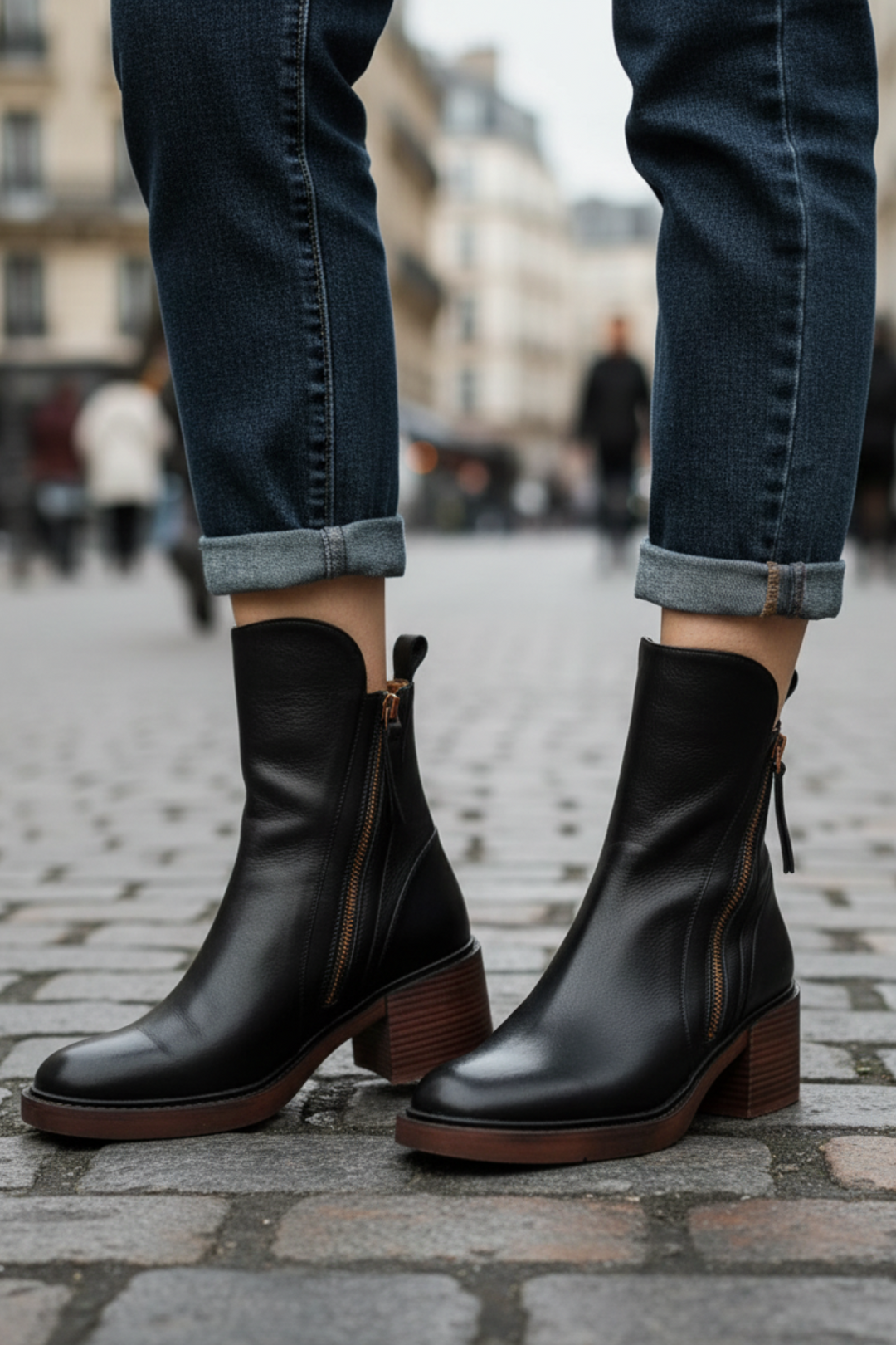 Pernelle - Square Heel Leather Boot