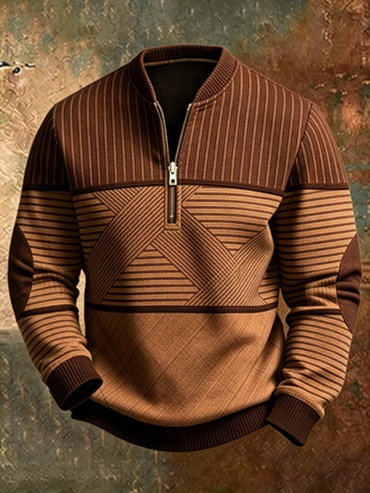 Erkebulan - Long Sleeve Sweater With Half Zipper
