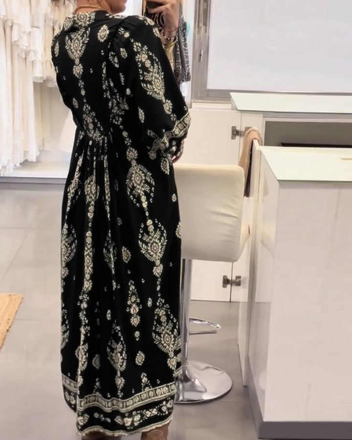 Zonia - Casual Printed Dress With Pockets