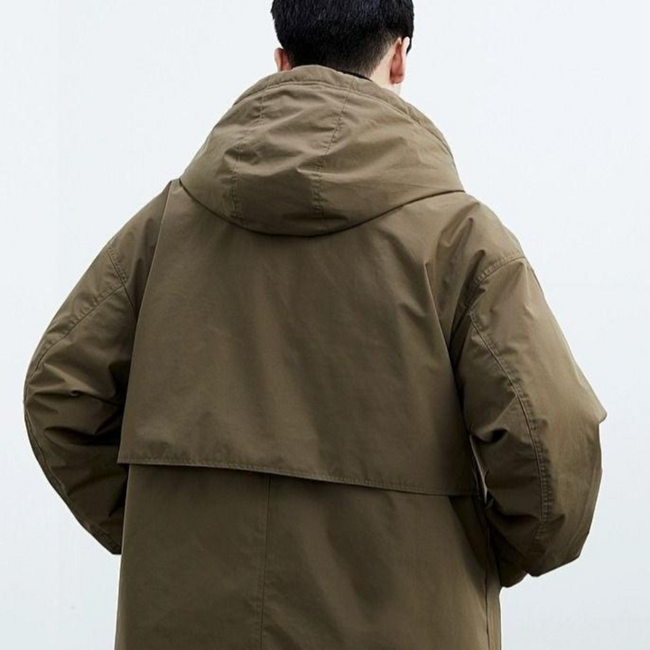 Krimz - Hooded Trench Coat With Lapel Collar