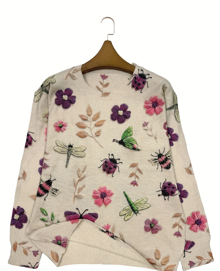 Lesa - Sweater With Floral and Insect Print