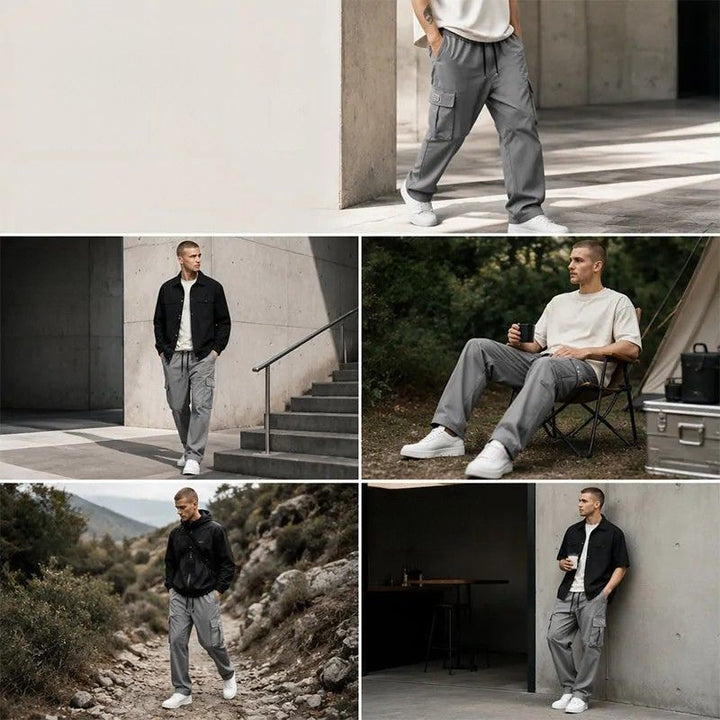 Nesham - Cargo Trousers With Drawstring Waist and Pockets