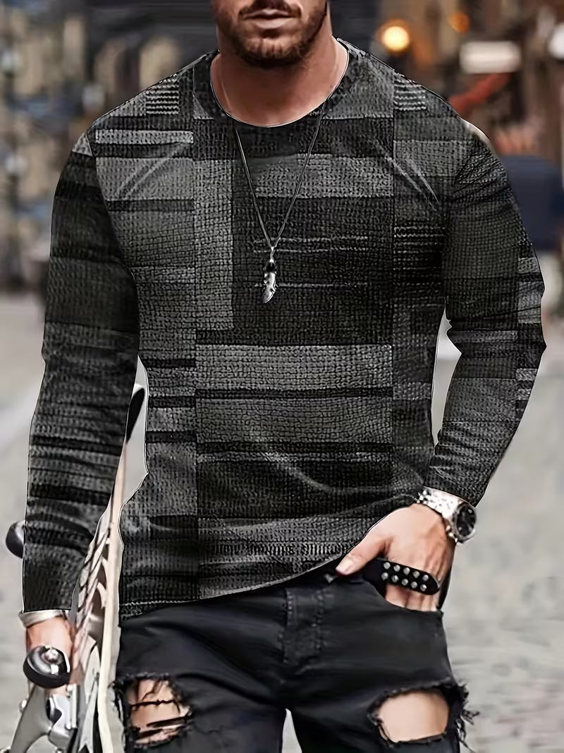 Kellan - Patchwork Geometric Print Long Sleeve Shirt