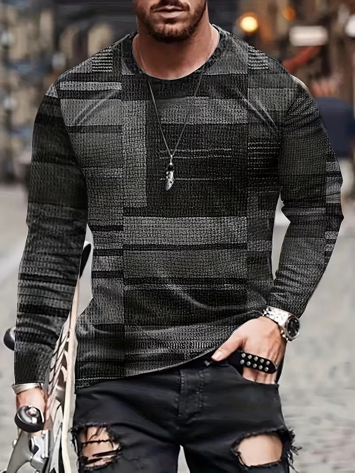 Kellan - Patchwork Geometric Print Long Sleeve Shirt
