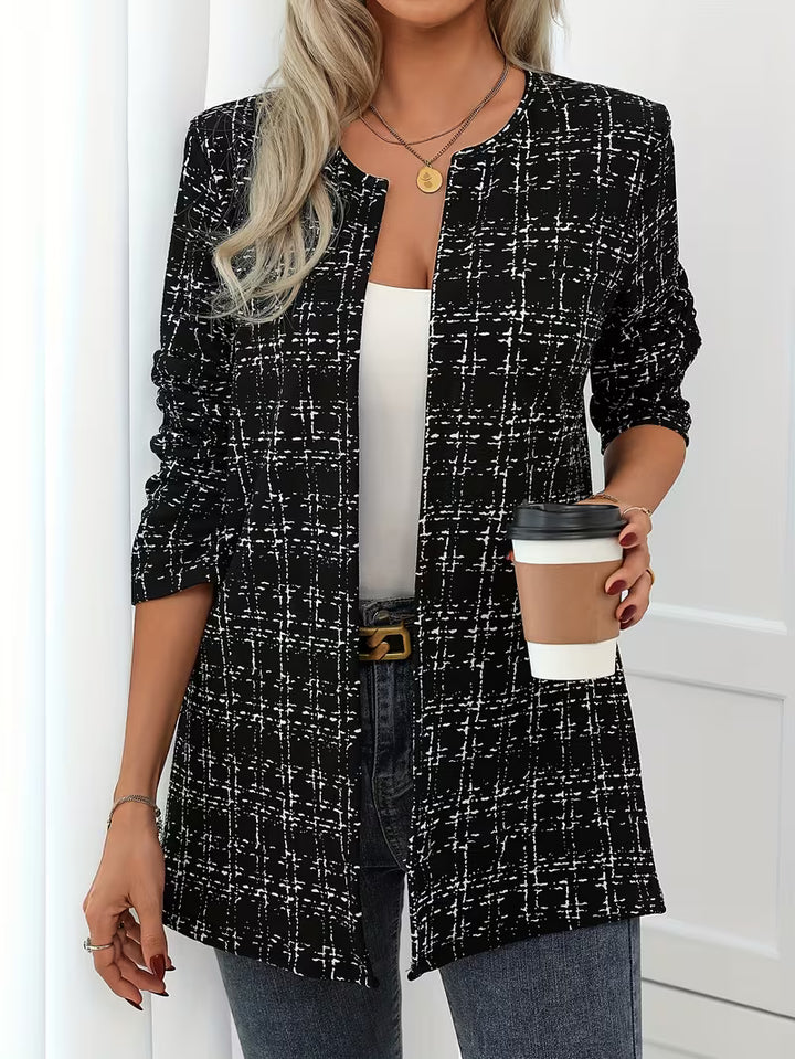Zikana - Plaid Open Front Longline Jacket