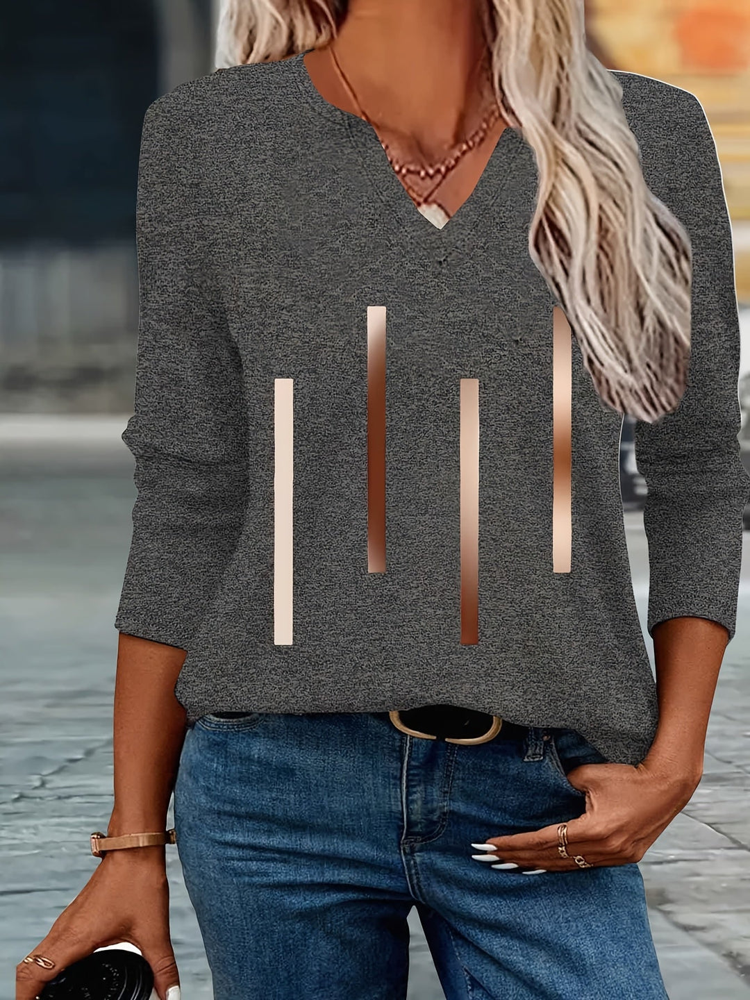 Ziqian - Elegant Long Sleeve Printed Shirt
