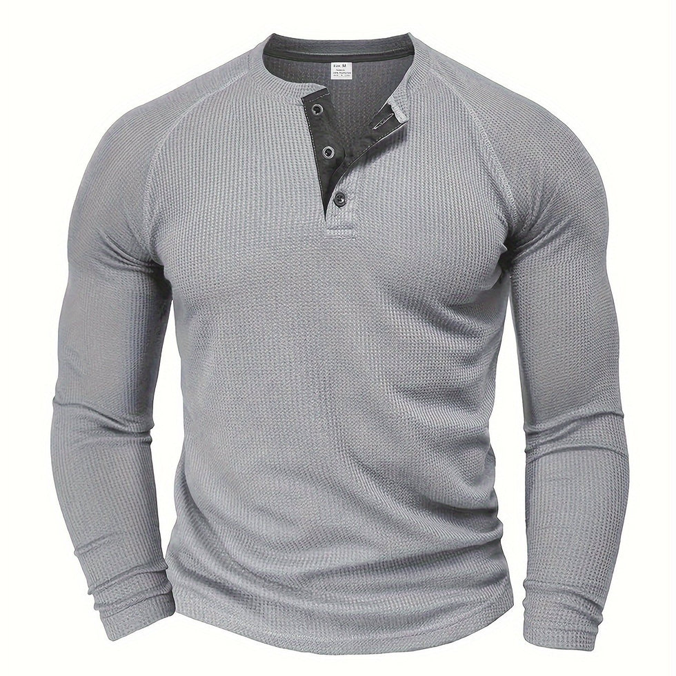 Jarik - Textured Long Sleeve Henley T-Shirt