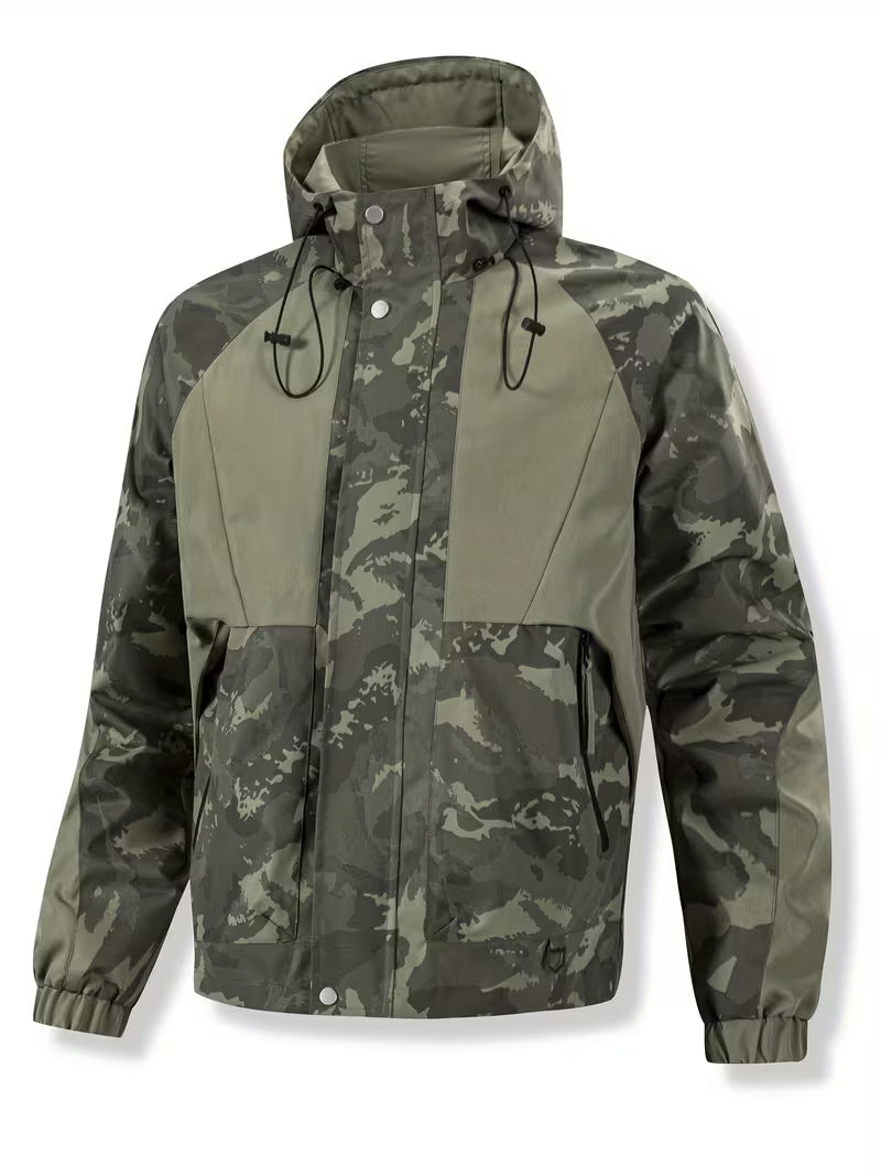 Brekks - Camouflage Hooded Windbreaker Jacket