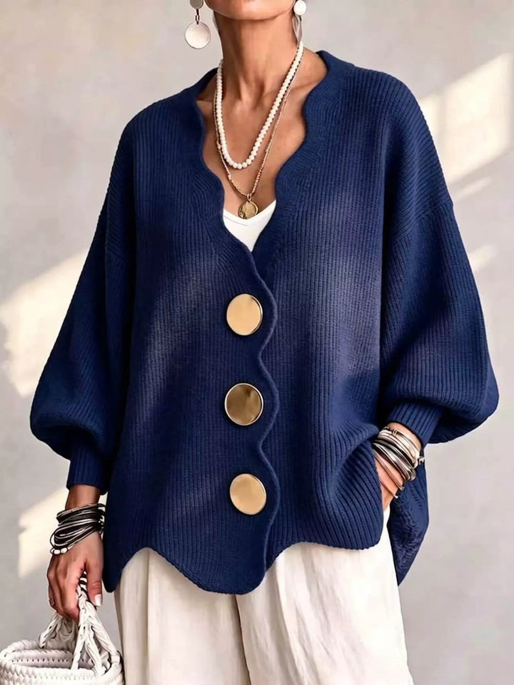 Gilian - Button-Up Cardigan With Scalloped Edge
