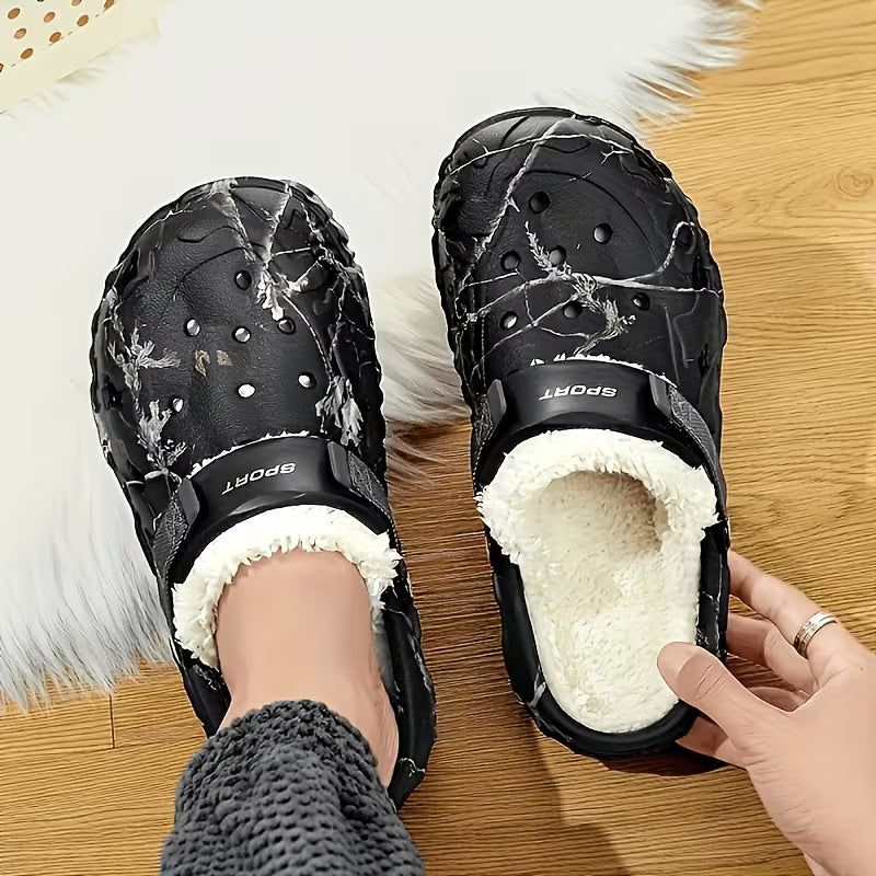 Sjoukje - Fleece Lined Camouflage Clogs with Adjustable Straps