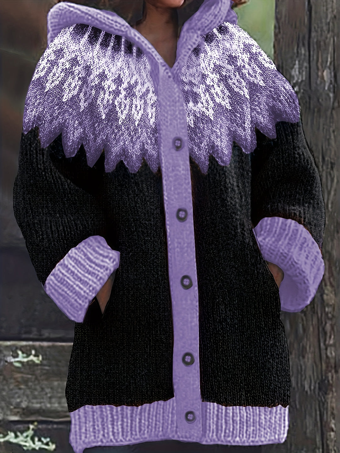 Gulnur - Elegant Long Sleeve Winter Hooded Sweater