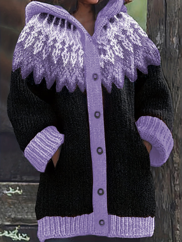 Gulnur - Elegant Long Sleeve Winter Hooded Sweater